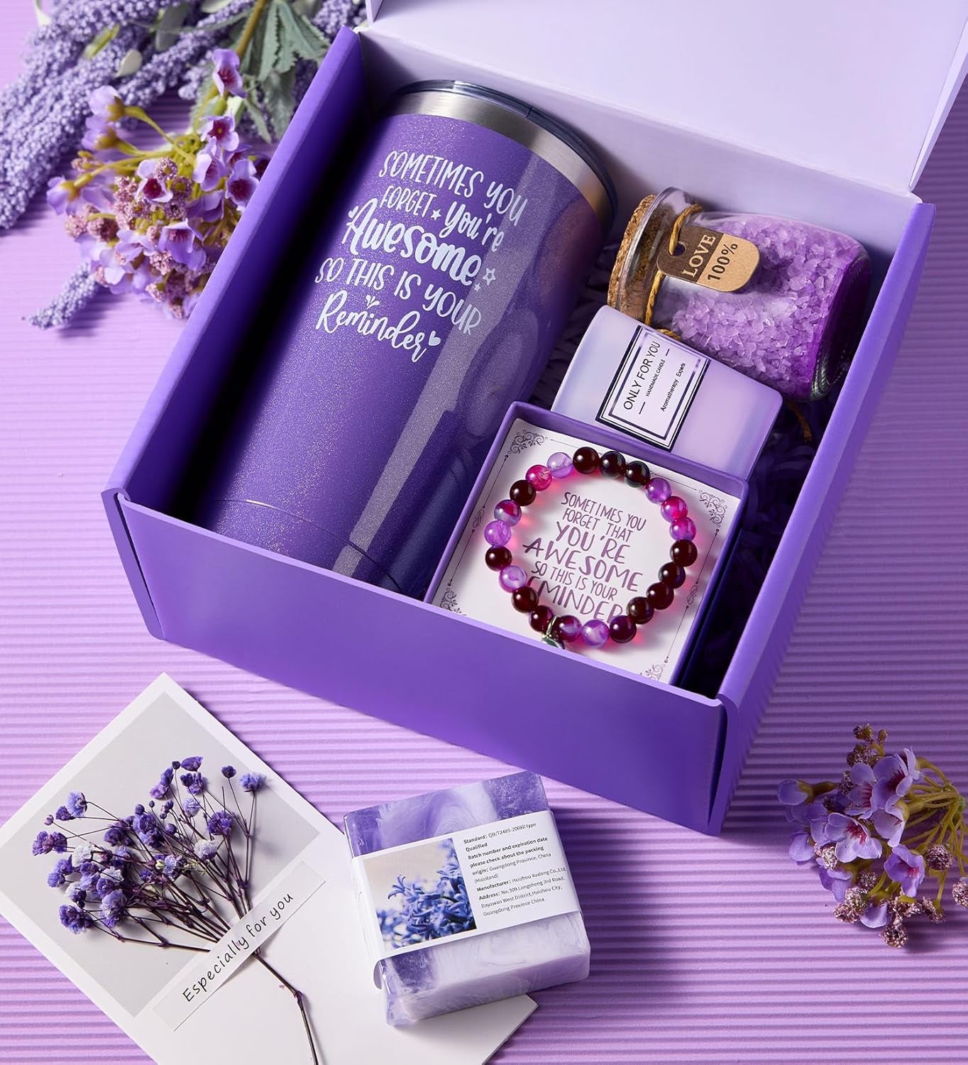 Gifts for Women Mom Wife Her, Unique Birthday Mother'S Day Thank You Gift for Women, Best Friend, Lavender Spa Bath Gift Basket Set for Her, Self Care Get Well Retirement Appreciation Gifts
